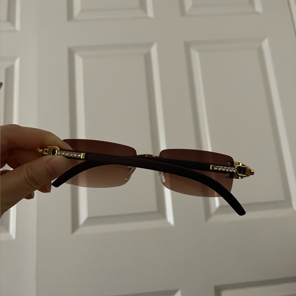 Crystal Embellished Brown Sunglasses - Picture 2 of 3